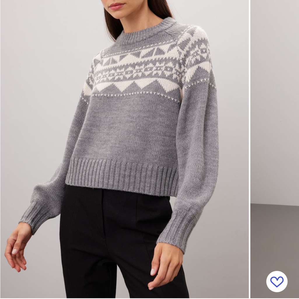 Gray Fair Isle Crewneck Sweater
